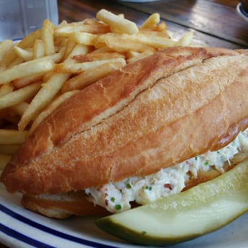Fish - The Crab Roll: Sweet dungeness crab, toasted acme torpedo roll, clover organic butter and chives, shoestring fries ($36) - Seafood Near Me - Sausalito, California