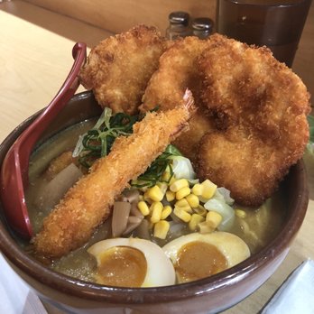 Ramen Misoya - Japanese Vegetarian Curry Ramen with Shrimp Tempura, Chicken Cutlets, and Miso Eggs - Ramen Near Me - Mount Prospect, Illinois