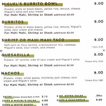 Miguel's Beach'n Baja - Menu - Mexican Near Me - Dauphin Island, Alabama