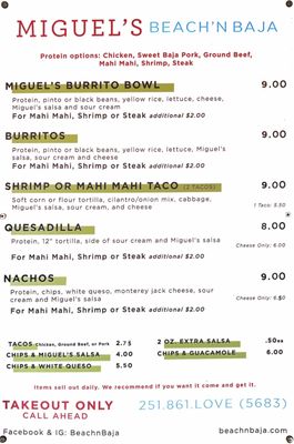 Menu photo 3 Miguel's Beach'n Baja Dauphin Island, AL