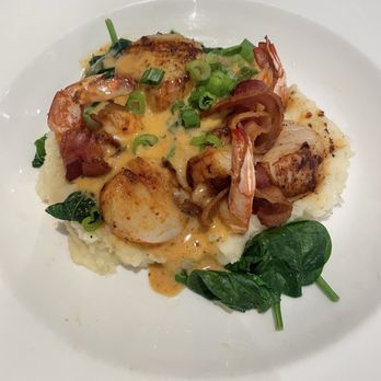 Fish City Grill - Old Bay Shrimp and scallops with mashed potatoes and spinach - Seafood Near Me - Prosper, Texas Fish City Grill - Old Bay Shrimp and scallops with mashed potatoes and spinach - Seafood Near Me - Prosper, Texas