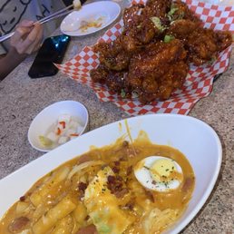 Rose Tteokbokki, Spicy Fried Chicken