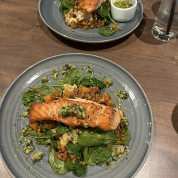 Kitchen Social - salmon !! so yummy (my friend got the pesto on the side for her) - American Near Me - Gaithersburg, Maryland