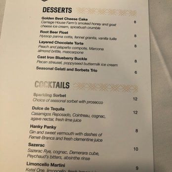Ivory House - Dessert menu - Cocktail Bars Near Me - Cincinnati, Ohio