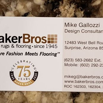 Baker Bros Area Rugs & Flooring - business card - Carpeting Near Me - Surprise, Arizona