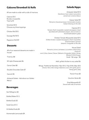 Menu photo 1 Carini Cucina E Pizzeria Milford, PA Menu photo 1 Carini Cucina E Pizzeria Milford, PA