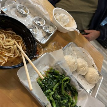 Master Kong - Pea shoots, goubuli bao, xlb tins, braised beef noodles (sorry, meat's gone!) - Noodles Near Me - Portland, Oregon