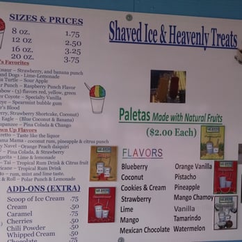 Andrew's Heavenly Ice - Menu #1. - Shaved Ice Near Me - San Antonio, Texas Andrew's Heavenly Ice - Menu #1. - Shaved Ice Near Me - San Antonio, Texas