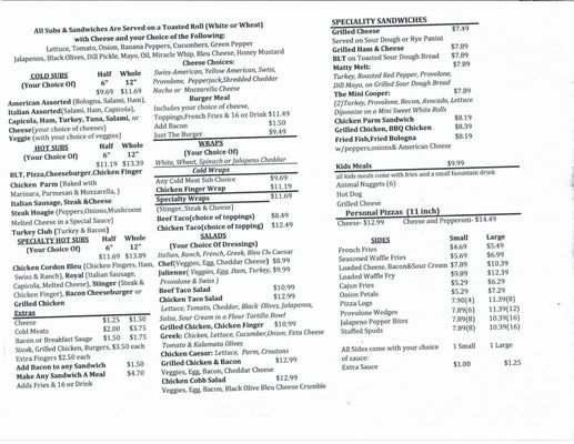Menu photo 1 Matty Food Mart North Tonawanda, NY Menu photo 1 Matty Food Mart North Tonawanda, NY
