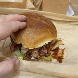 Antler Poutine & Burger - Large burger with scale