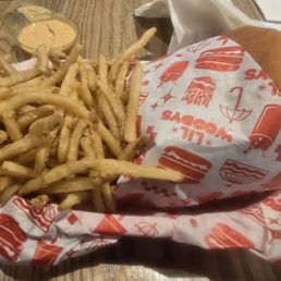 Chicken sandwich fries and fry sauce Chicken sandwich fries and fry sauce