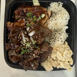 Teriyaki chicken and beef.
