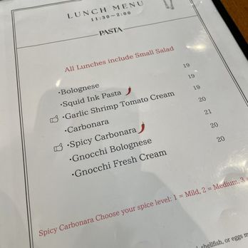 Cucina Moon - Lunch menu comes with a small salad - Pasta Shops Near Me - Honolulu, Hawaii