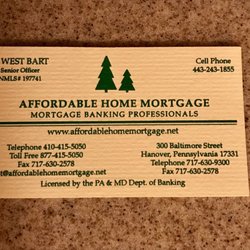Affordable Home Mortgage - West Bart's Business Card
