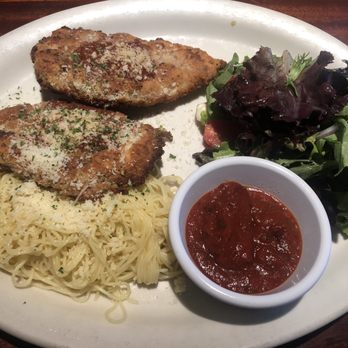 Charleston's - Chicken Parmesan with salad - American Near Me - Kansas City, Missouri Charleston's - Chicken Parmesan with salad - American Near Me - Kansas City, Missouri