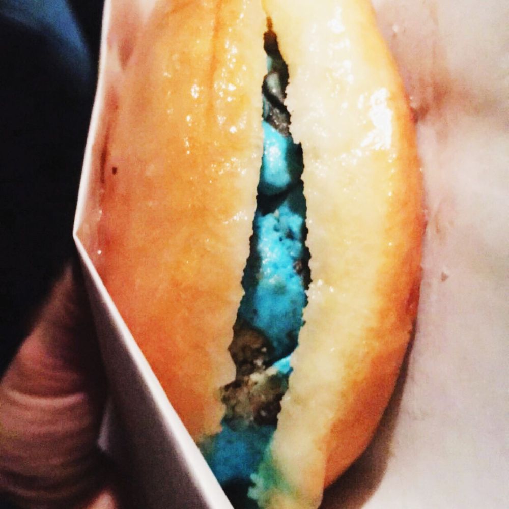 Afters Ice Cream - Cookie Monster ice cream and glazed donut - Ice Cream & Frozen Yogurt Near Me - Fullerton, California