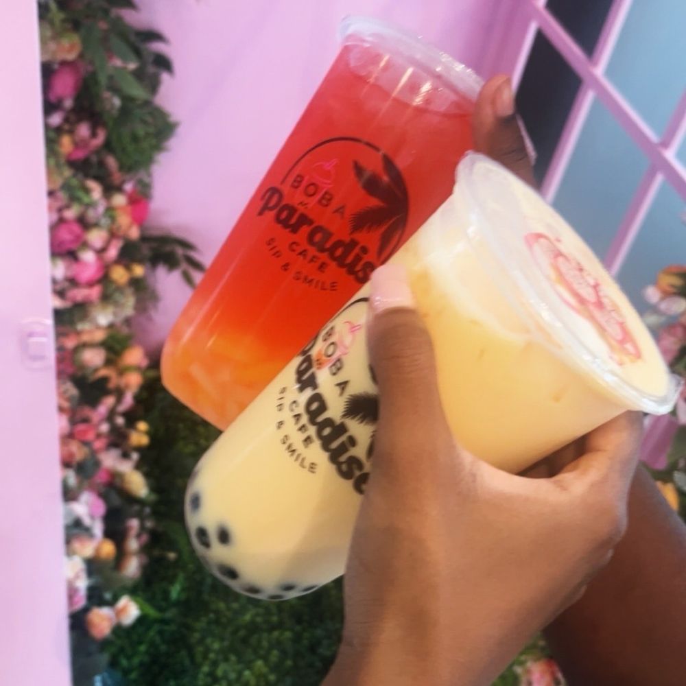 Boba Paradise Cafe - Rose Fruit Tea Mango Boba Milk Tea - Bubble Tea Near Me - New Albany, Ohio
