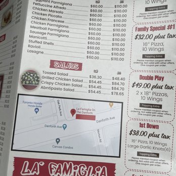 La Famiglia On The Danforth - Menu - Pizza Near Me - Toronto, Ontario