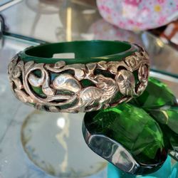 New Bohemia - Silver on resin artist bangle. Att. To Masha Archer