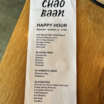 Chao Baan - Happy Hour menu - Thai Near Me - St. Louis, Missouri Chao Baan - Happy Hour menu - Thai Near Me - St. Louis, Missouri