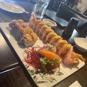 Yellowtail Japanese Bistro - Moon light roll, sashimi yellowtail and salmon - Japanese Near Me - Rutherford, New Jersey Yellowtail Japanese Bistro - Moon light roll, sashimi yellowtail and salmon - Japanese Near Me - Rutherford, New Jersey