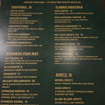 Mrs. Murphy’s Pub - Menu - Pubs Near Me - Medford, Massachusetts Mrs. Murphy’s Pub - Menu - Pubs Near Me - Medford, Massachusetts