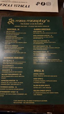 Menu photo 2 Mrs. Murphy’s Pub Medford, MA Menu photo 2 Mrs. Murphy’s Pub Medford, MA