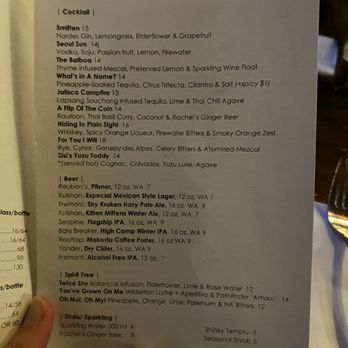 Joule - cocktail menu - Korean Near Me - Seattle, Washington