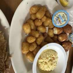 The Redwood Hut - Tater tots, hush puppies, mustard slaw