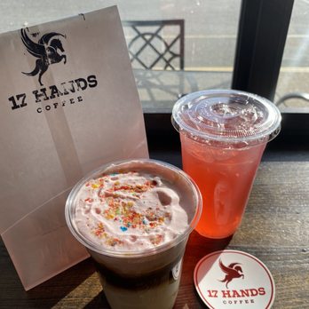 Robin Simmons Bakery - Fruity Pebble Macchiato + Strawberry Lemonade - Desserts Near Me - Virginia Beach, Virginia Robin Simmons Bakery - Fruity Pebble Macchiato + Strawberry Lemonade - Desserts Near Me - Virginia Beach, Virginia