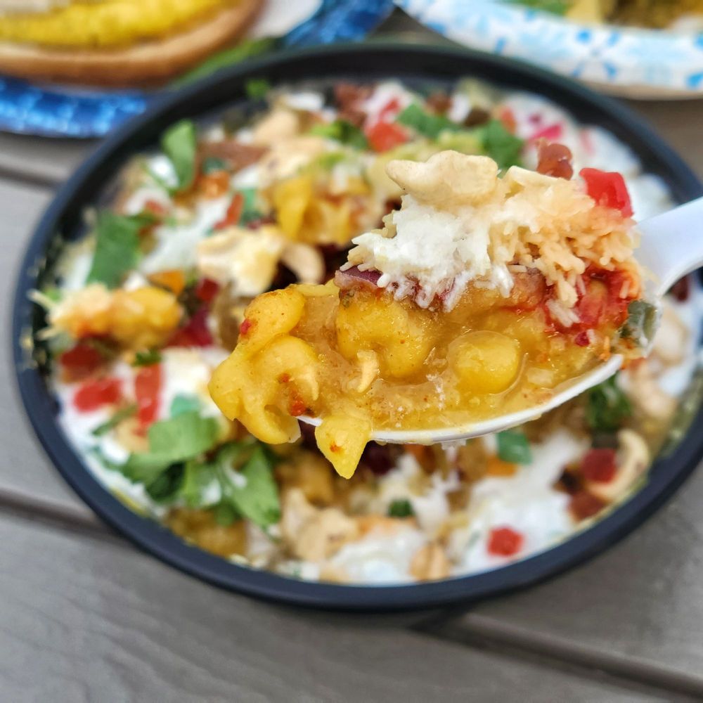 Their special chapati chaat made with some daal fried chapati and a potato patty underside