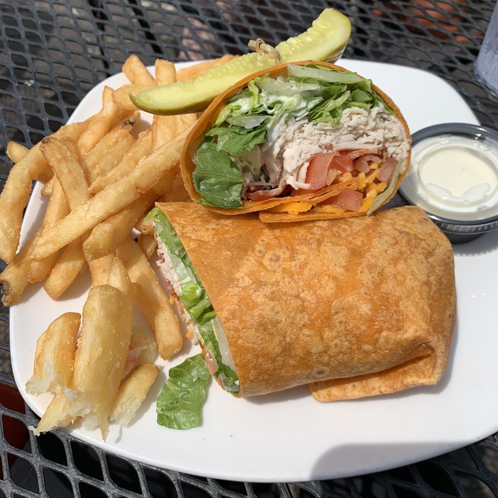BLT & T wrap with fries BLT & T wrap with fries