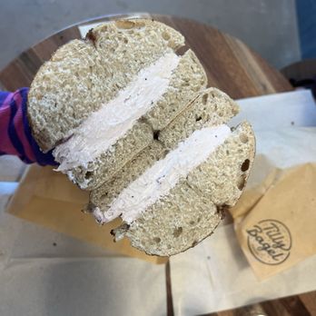 Tilly Bagel Shop - Cinnamon bagel with blueberry cream cheese - Bagels Near Me - Chicago, Illinois Tilly Bagel Shop - Cinnamon bagel with blueberry cream cheese - Bagels Near Me - Chicago, Illinois