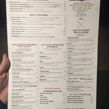 Liberty Market - Menu as of January 2016 - New American Near Me - Gilbert, Arizona Liberty Market - Menu as of January 2016 - New American Near Me - Gilbert, Arizona