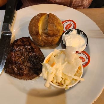 Montana's BBQ & Bar - 7 oz steak with baked potato and creamy coleslaw - Canadian (New) Near Me - Whitby, Ontario