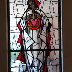 Sisters Servants of Mary - Charity: Stained glass window in the chapel.