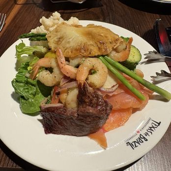 Texas de Brazil - Irvine - Sirloin steak, shrimp, salad from the bar - Brazilian Near Me - Irvine, California Texas de Brazil - Irvine - Sirloin steak, shrimp, salad from the bar - Brazilian Near Me - Irvine, California