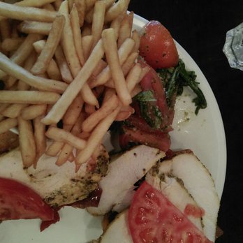 Howards Way Cafe - Open chicken sandwich on tomato bread with fries and tomato and cucumber salad. Yum - Coffee & Tea Near Me - Dublin, D