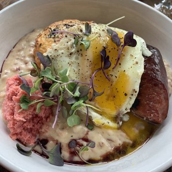 Roost - Kielbasa gravy w biscuits and fried egg omg - American Near Me - Buffalo, New York Roost - Kielbasa gravy w biscuits and fried egg omg - American Near Me - Buffalo, New York