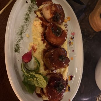 Piedra Santa - New Bedford Scallops with Lobster Polenta and Caviar - Steakhouses Near Me - San Diego, California Piedra Santa - New Bedford Scallops with Lobster Polenta and Caviar - Steakhouses Near Me - San Diego, California