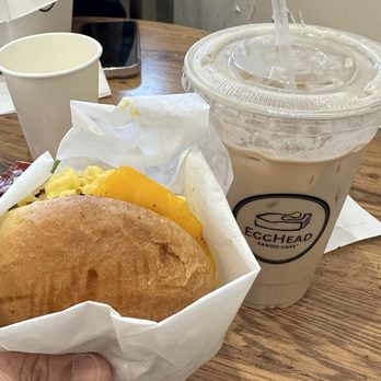 Egghead Sando Cafe - The Scramble Sandwich snd Hojicha Latte... - Breakfast & Brunch Near Me - San Ramon, California Egghead Sando Cafe - The Scramble Sandwich snd Hojicha Latte... - Breakfast & Brunch Near Me - San Ramon, California