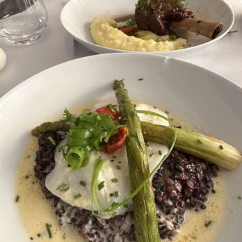 Frog - fish risotto (front) and lamb (back) - French Near Me - Nice, 06