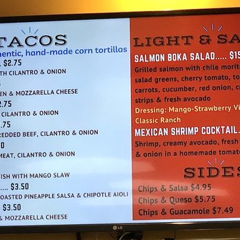 Boka Feliz - Left Side of Menu - Mexican Near Me - Denton, Texas