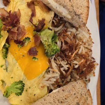 Hangar 36 - Create your own omelet. Broccoli bacon chedder cheese - Breakfast & Brunch Near Me - Hazlet, New Jersey Hangar 36 - Create your own omelet. Broccoli bacon chedder cheese - Breakfast & Brunch Near Me - Hazlet, New Jersey