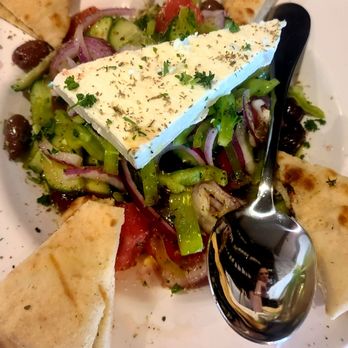 Oliv Pit - The greek village salad came with fresh vegetables, not skimpy on the feta, and a tangy yet light lemon based dressing! - Greek Near Me - Boca Raton, Florida Oliv Pit - The greek village salad came with fresh vegetables, not skimpy on the feta, and a tangy yet light lemon based dressing! - Greek Near Me - Boca Raton, Florida