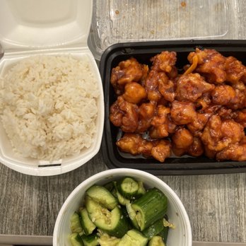 Mom Wong Kitchen - Orange chicken  White rice  Garlic cucumber - Chinese Near Me - Camarillo, California