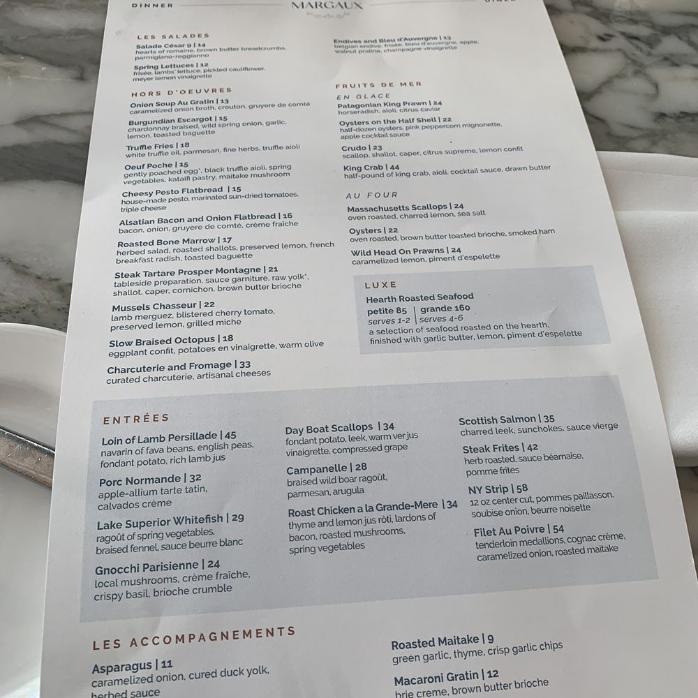 Margaux - Menu - French Near Me - Grand Rapids, Michigan