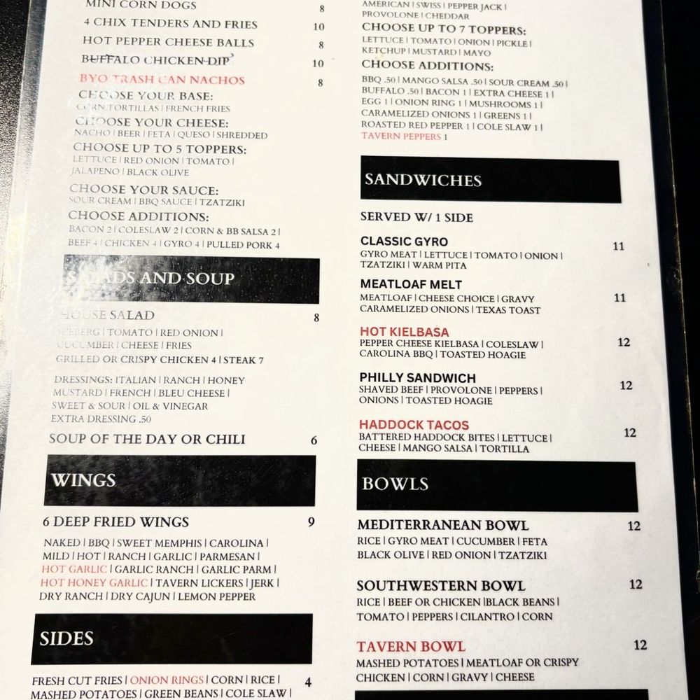 Tavern 26 - Menu - Sports Bars Near Me - Campbell, Ohio