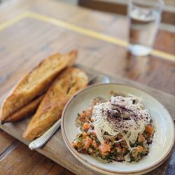 Manuela - Ocean Trout Tartare, Red Onion, Capers, Bronze Fennel, Colatura Vinaigrette, Garlic Toast