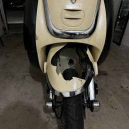 This is my scooter after crashing. the whole body is cracked. They fixed on the day of including steering stem. This is my scooter after crashing. the whole body is cracked. They fixed on the day of including steering stem.